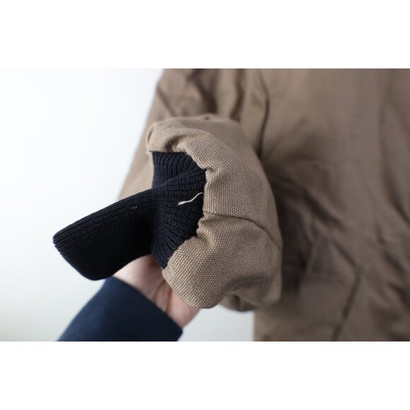 Vintage 90s Military Style Mens Large Faded Blouson Full Zip Jacket Canvas Brown - Picture 6 of 13